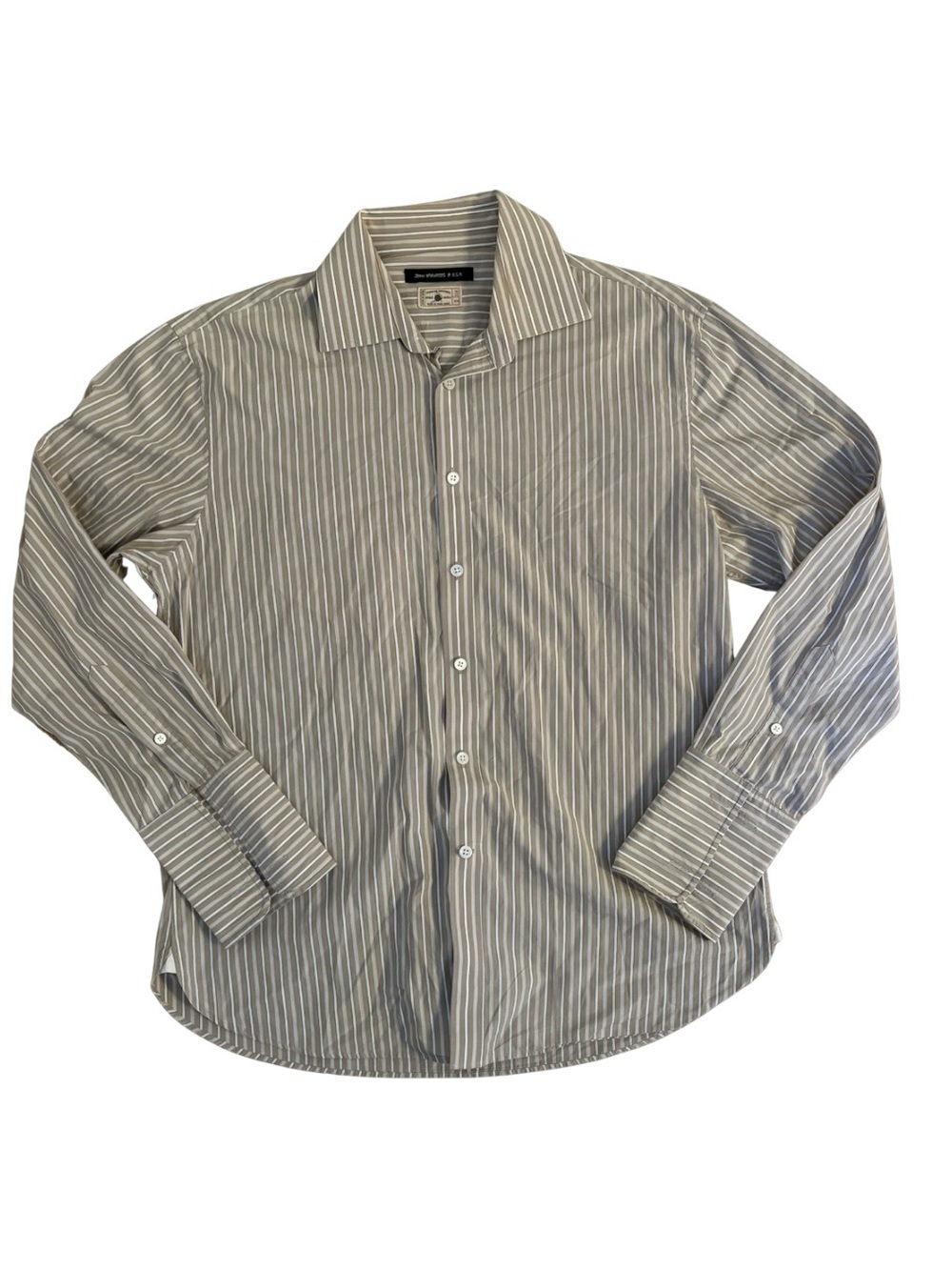 John Varvatos Banana Beige Stripe Dress Shirt
